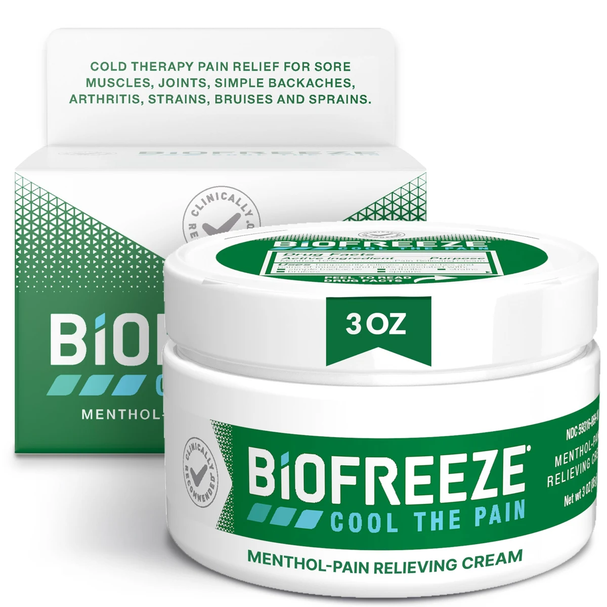 Biofreeze pain relief cream jar