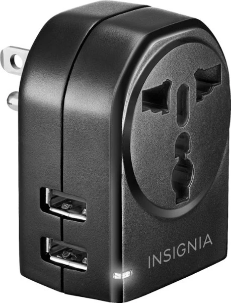 Insignia grounded travel adapter with two USB ports